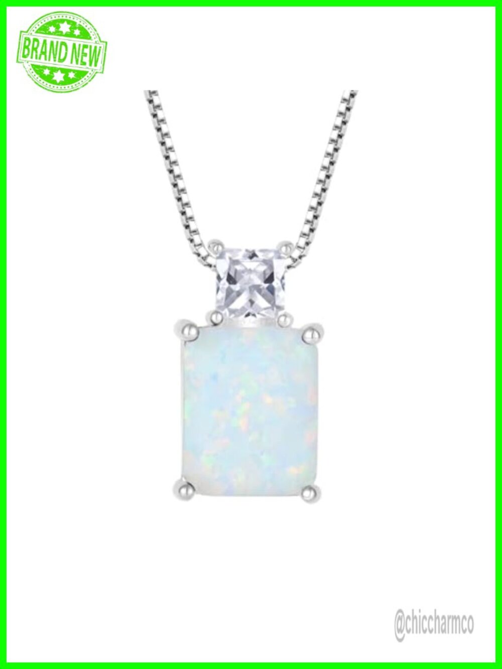 Emerald Cut Birthstone Pendant Necklace 925 Sterling Silver